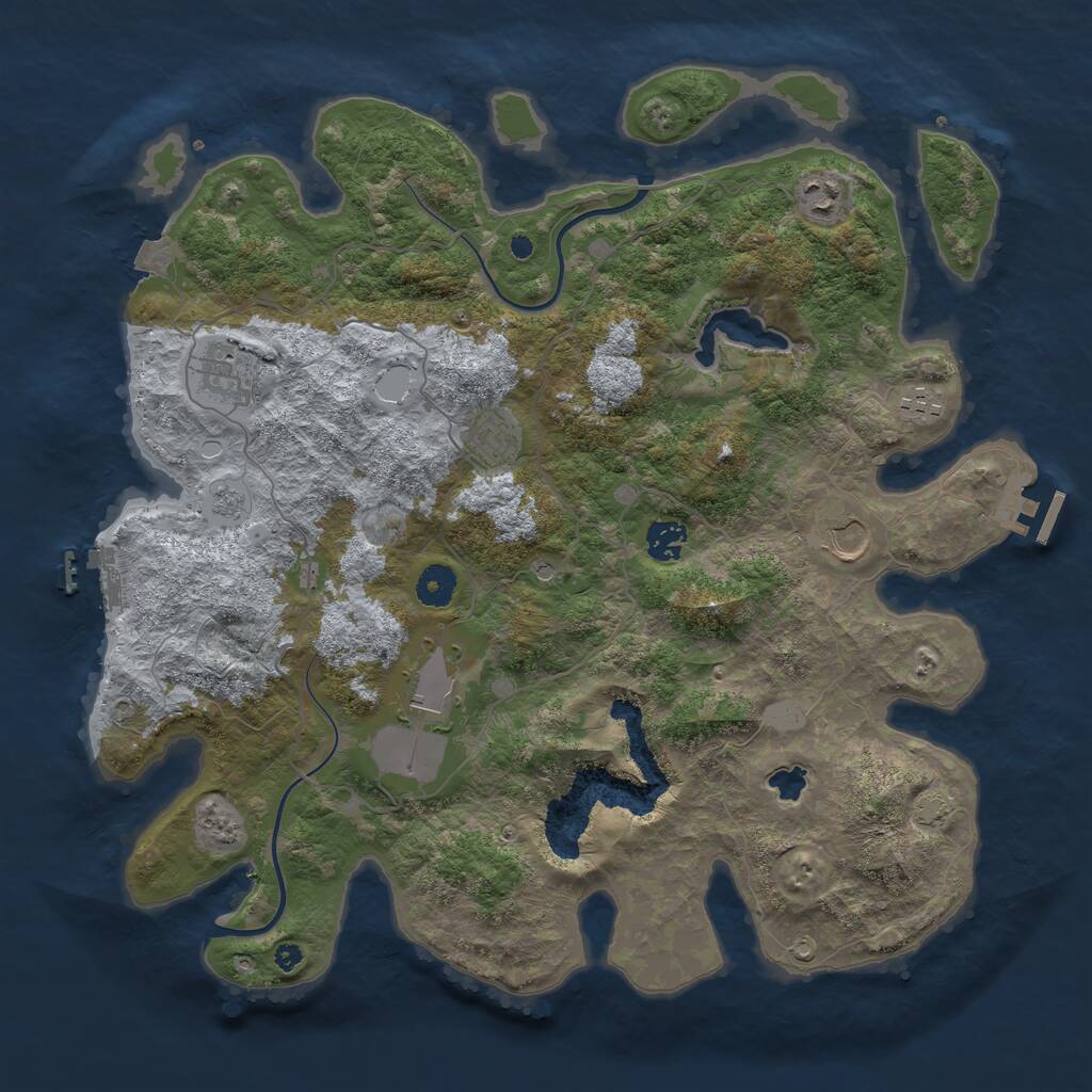 Rust Map: Procedural Map, Size: 4000, Seed: 2121752585, 13 Monuments