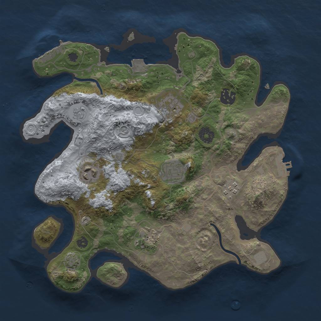 Rust Map: Procedural Map, Size: 3000, Seed: 17171, 14 Monuments