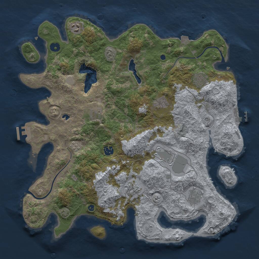 Rust Map: Procedural Map, Size: 4000, Seed: 840697685, 15 Monuments