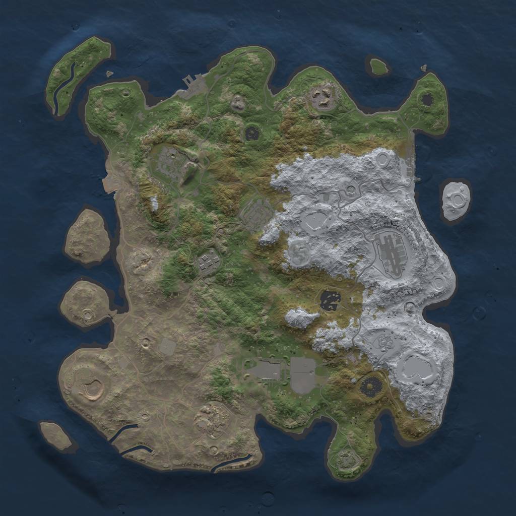 Rust Map: Procedural Map, Size: 3700, Seed: 34642937, 17 Monuments
