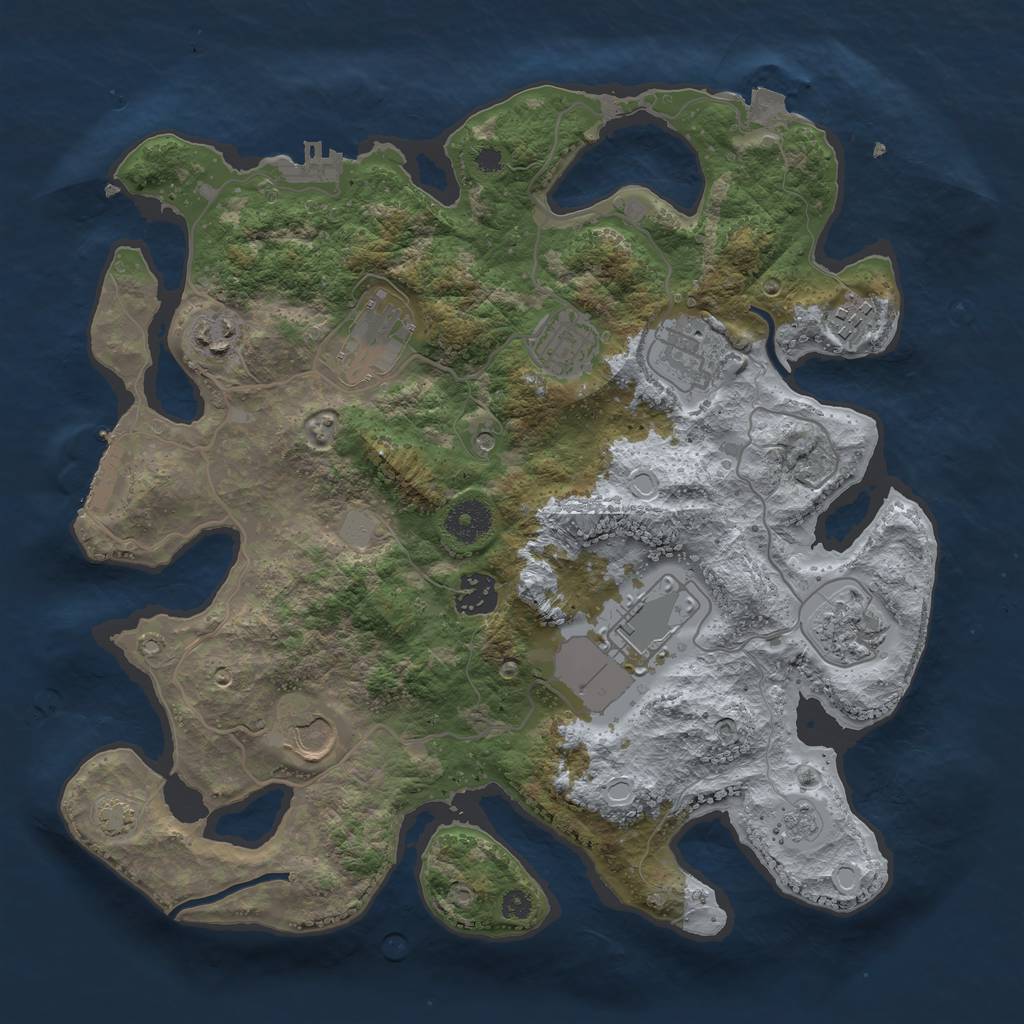 Rust Map: Procedural Map, Size: 3500, Seed: 8561968, 17 Monuments