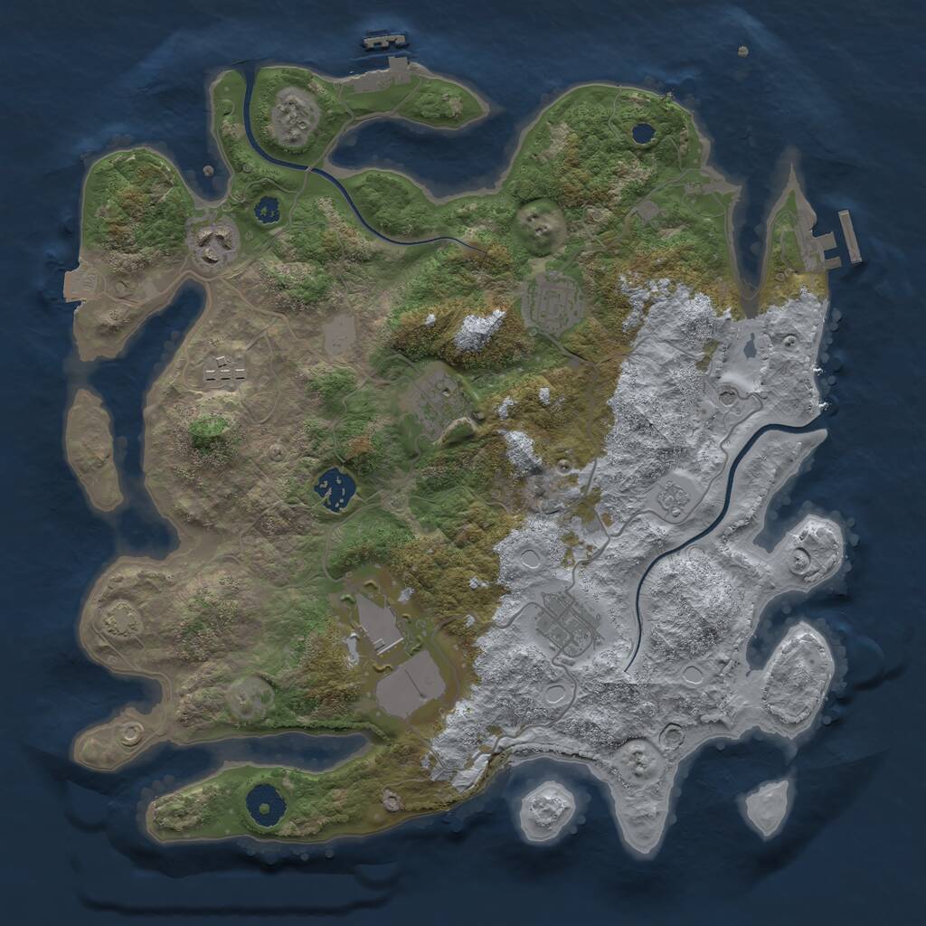 Rust Map: Procedural Map, Size: 3500, Seed: 267451807, 13 Monuments