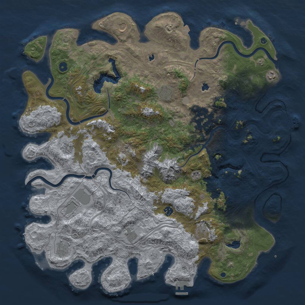 Rust Map: Procedural Map, Size: 5000, Seed: 344067052, 17 Monuments