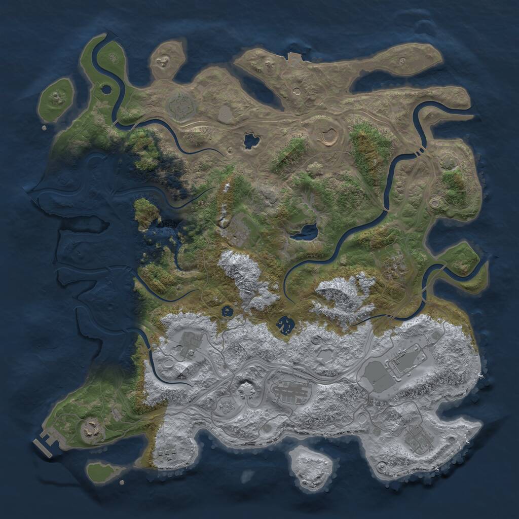 Rust Map: Procedural Map, Size: 4400, Seed: 21302979, 16 Monuments