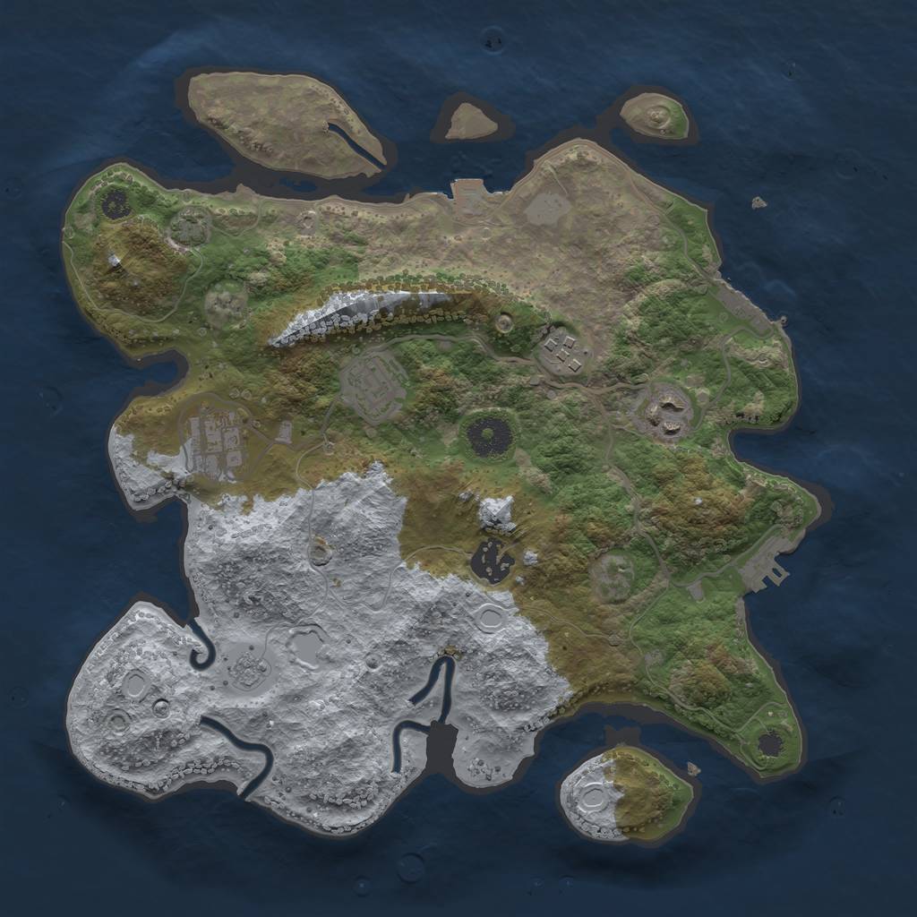 Rust Map: Procedural Map, Size: 3250, Seed: 111179467, 12 Monuments