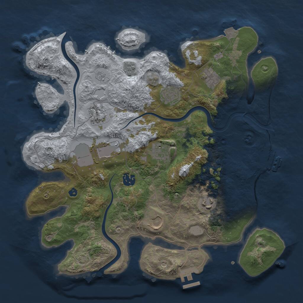 Rust Map: Procedural Map, Size: 3500, Seed: 2040240441, 15 Monuments