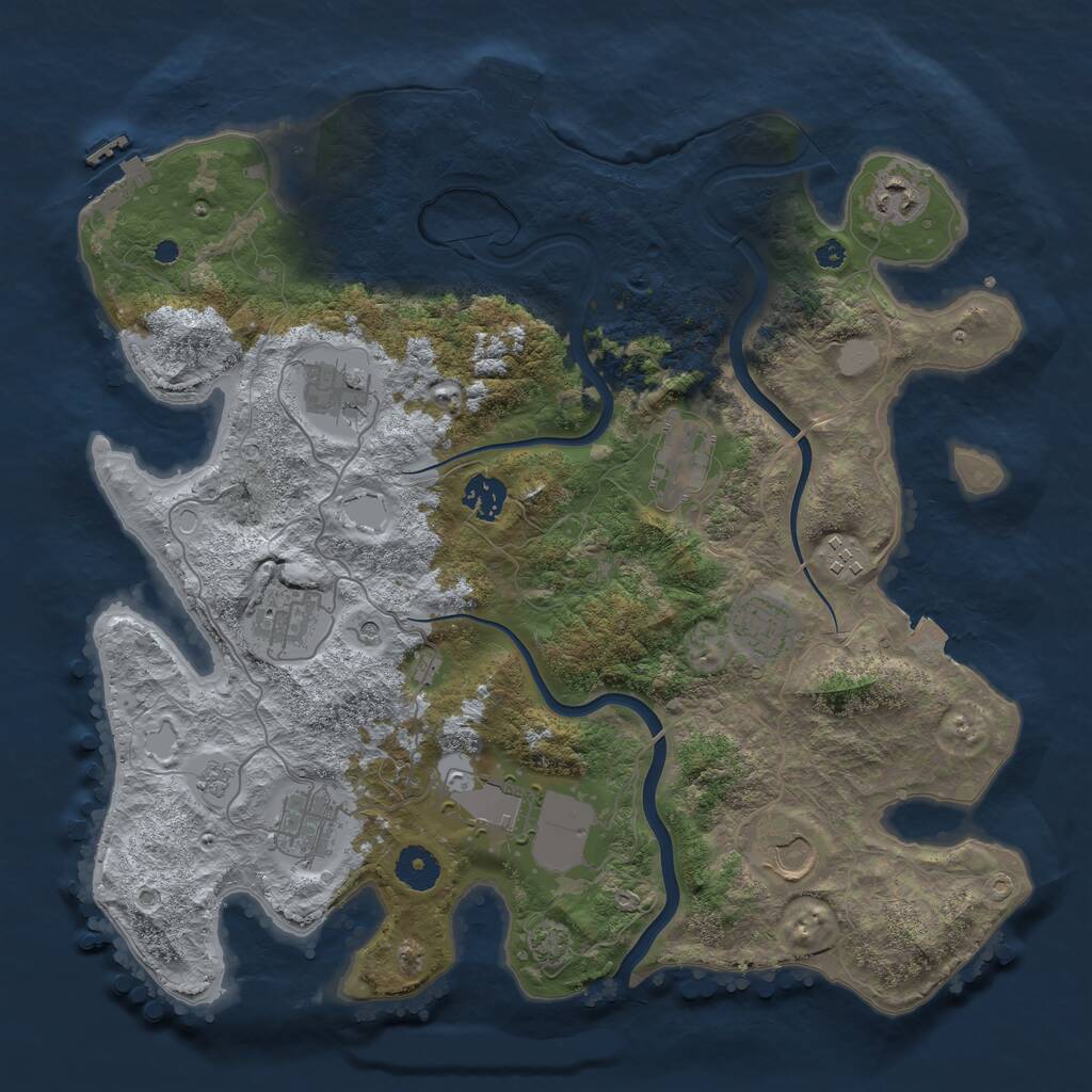 Rust Map: Procedural Map, Size: 3750, Seed: 93035681, 16 Monuments