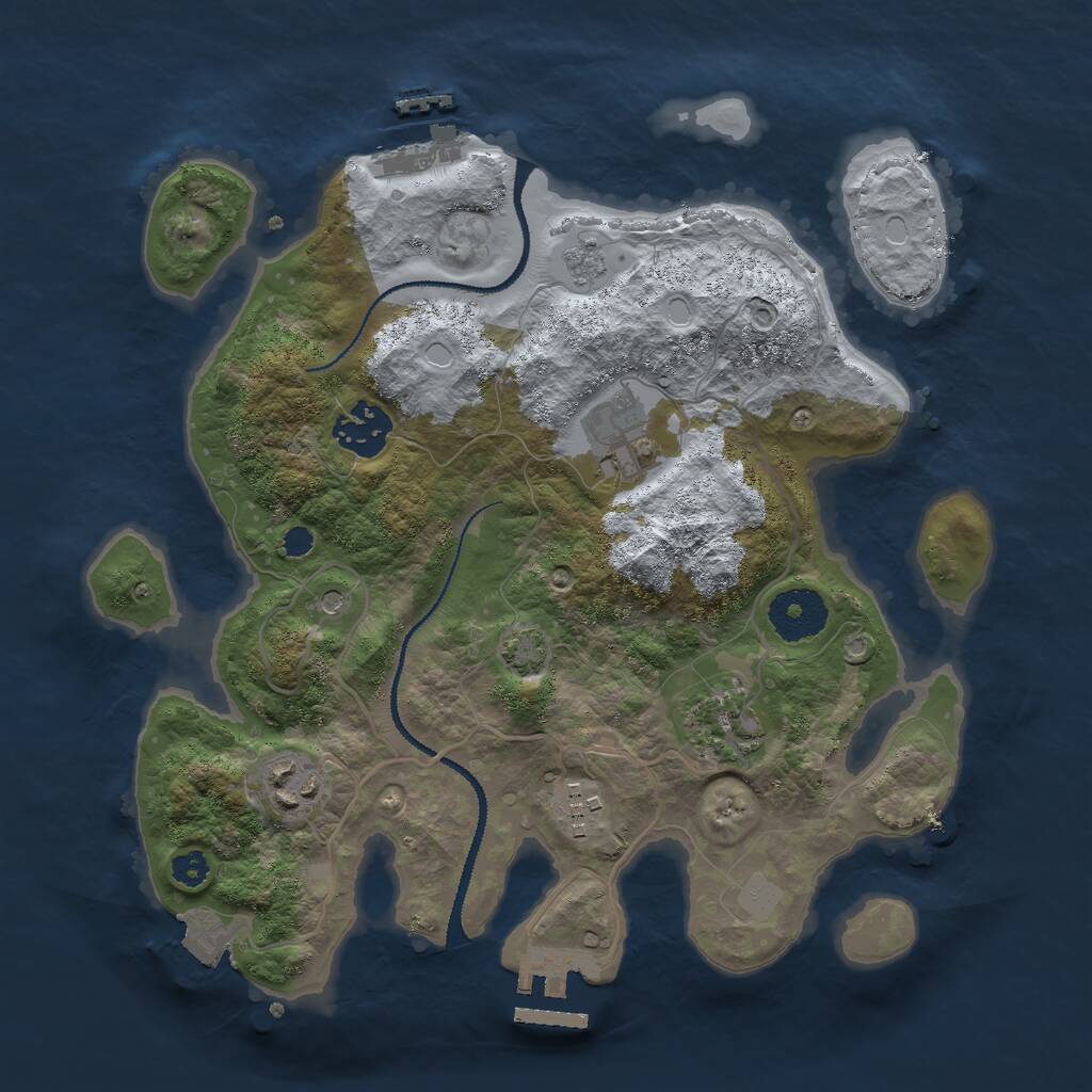Rust Map: Procedural Map, Size: 3000, Seed: 68685, 11 Monuments