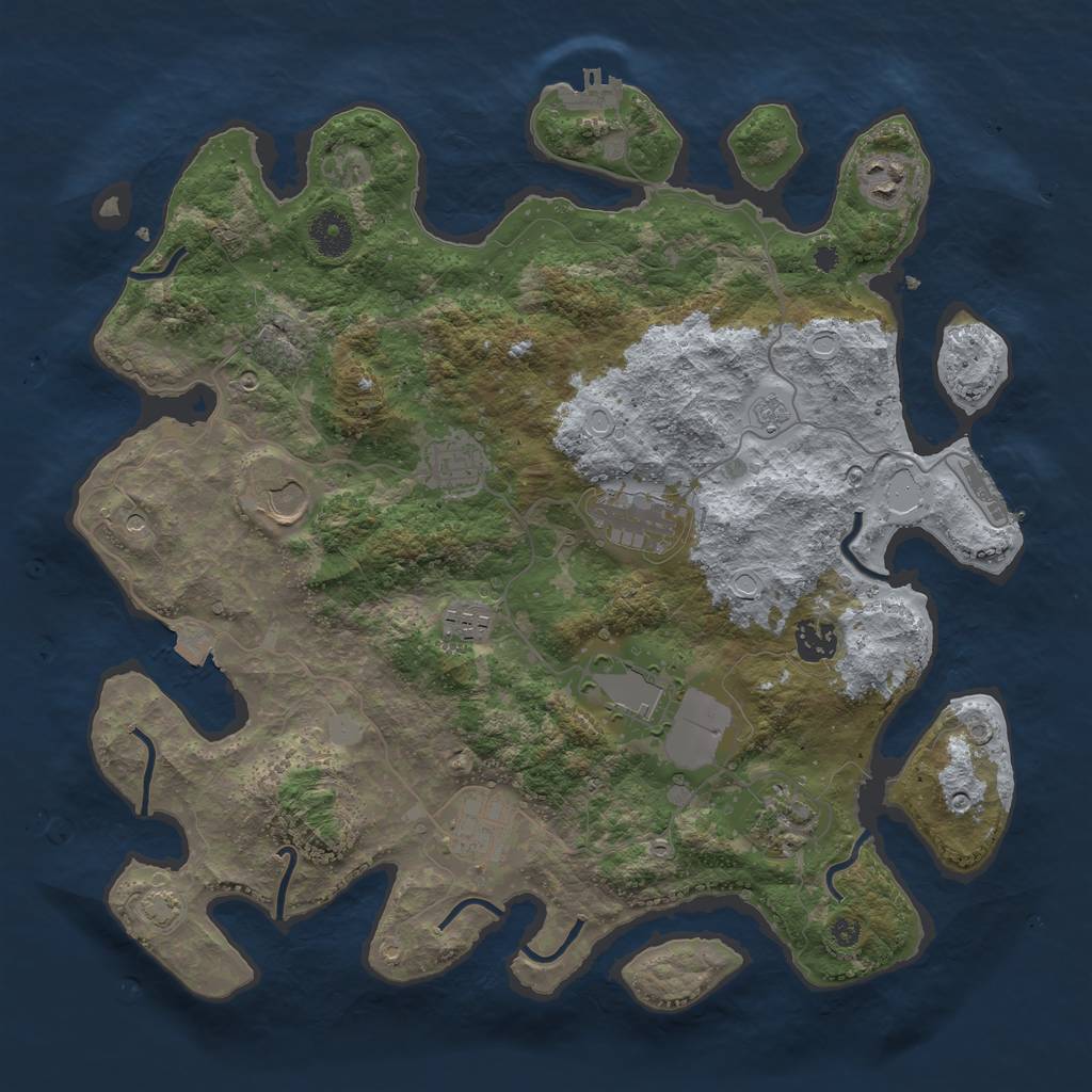 Rust Map: Procedural Map, Size: 3750, Seed: 41141515, 17 Monuments