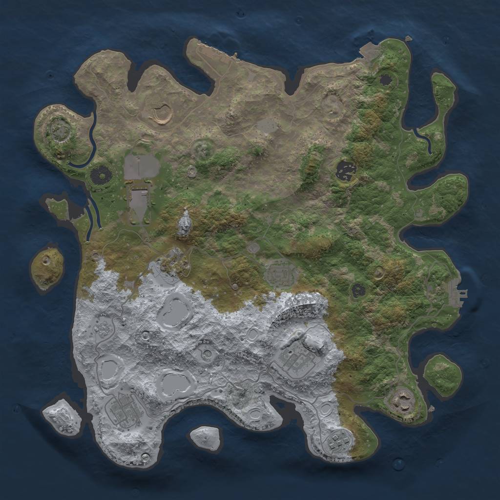 Rust Map: Procedural Map, Size: 3700, Seed: 21360815, 17 Monuments