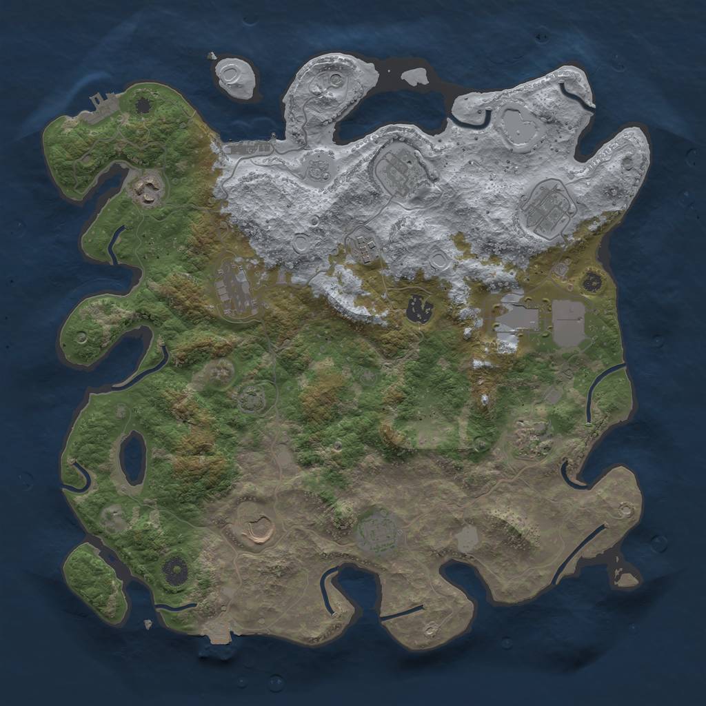 Rust Map: Procedural Map, Size: 3900, Seed: 11358885, 18 Monuments