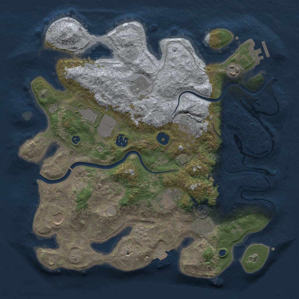 Rust Map: Procedural Map, Size: 3650, Seed: 37646101, 14 Monuments