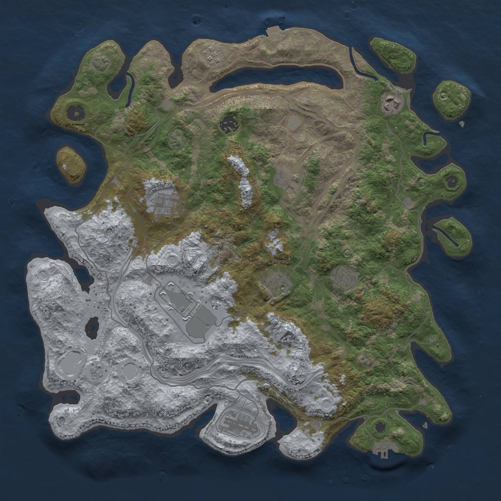 Rust Map: Procedural Map, Size: 4250, Seed: 2010369474, 16 Monuments