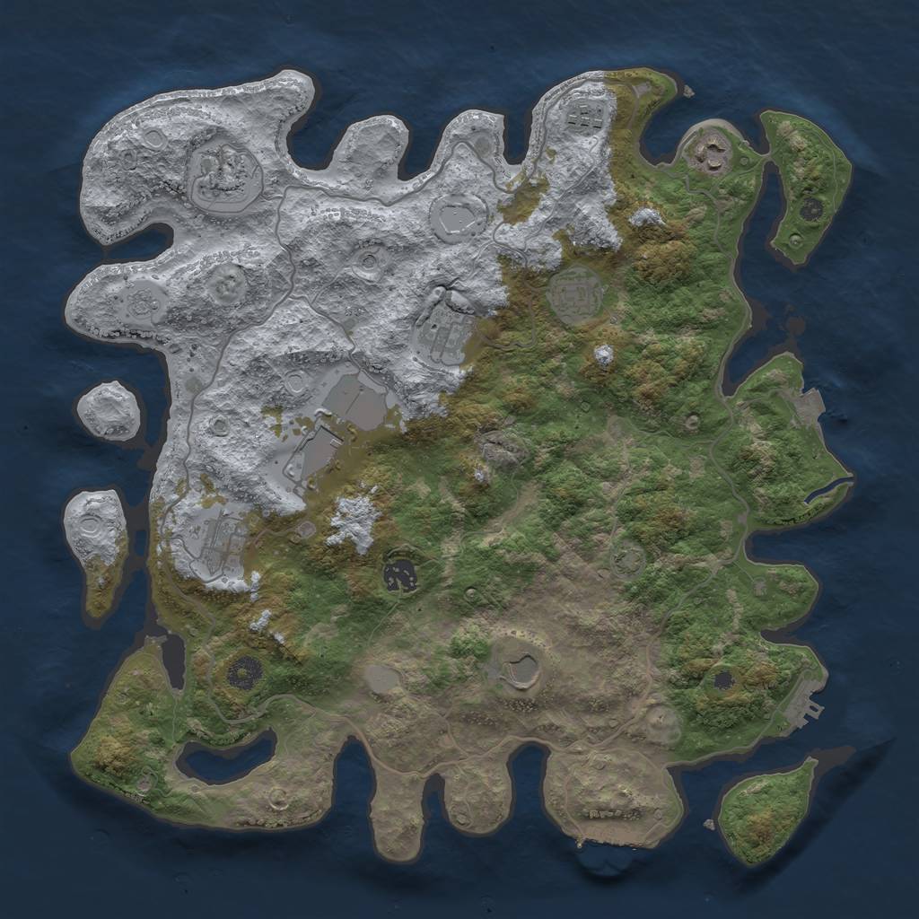 Rust Map: Procedural Map, Size: 4000, Seed: 1847213664, 17 Monuments