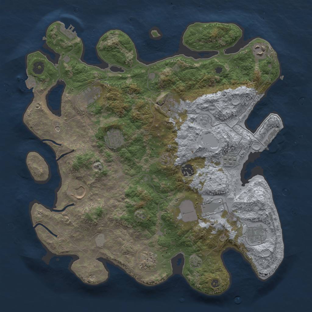 Rust Map: Procedural Map, Size: 3750, Seed: 39065109, 18 Monuments