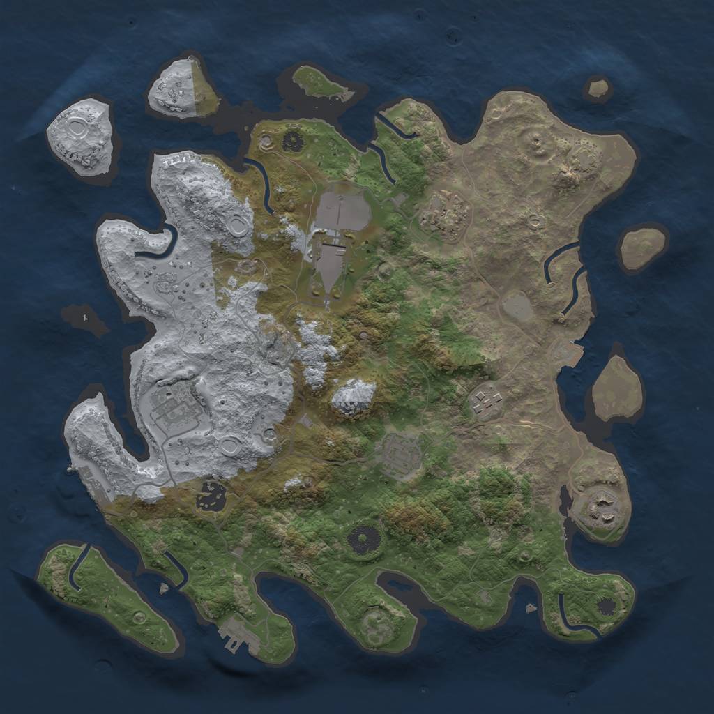 Rust Map: Procedural Map, Size: 3500, Seed: 67558, 15 Monuments