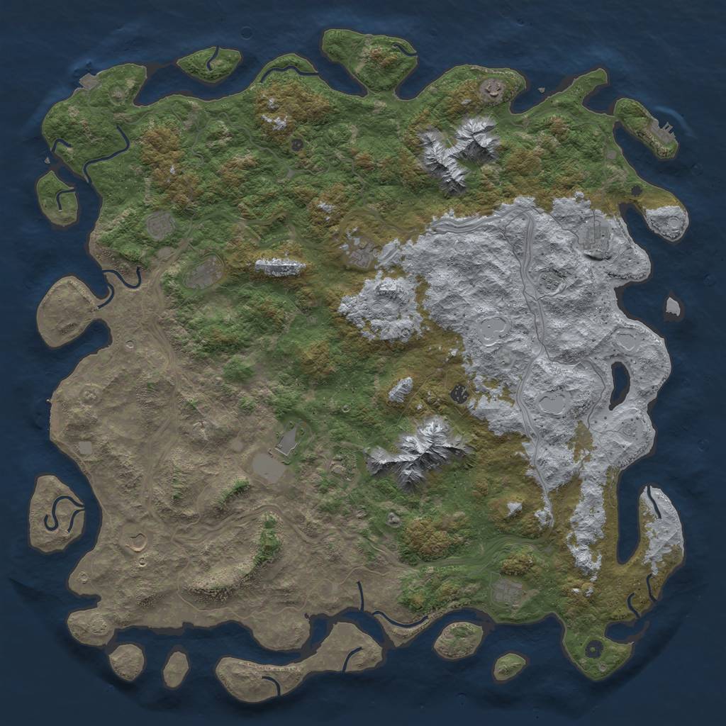 Rust Map: Procedural Map, Size: 6000, Seed: 522723287, 19 Monuments