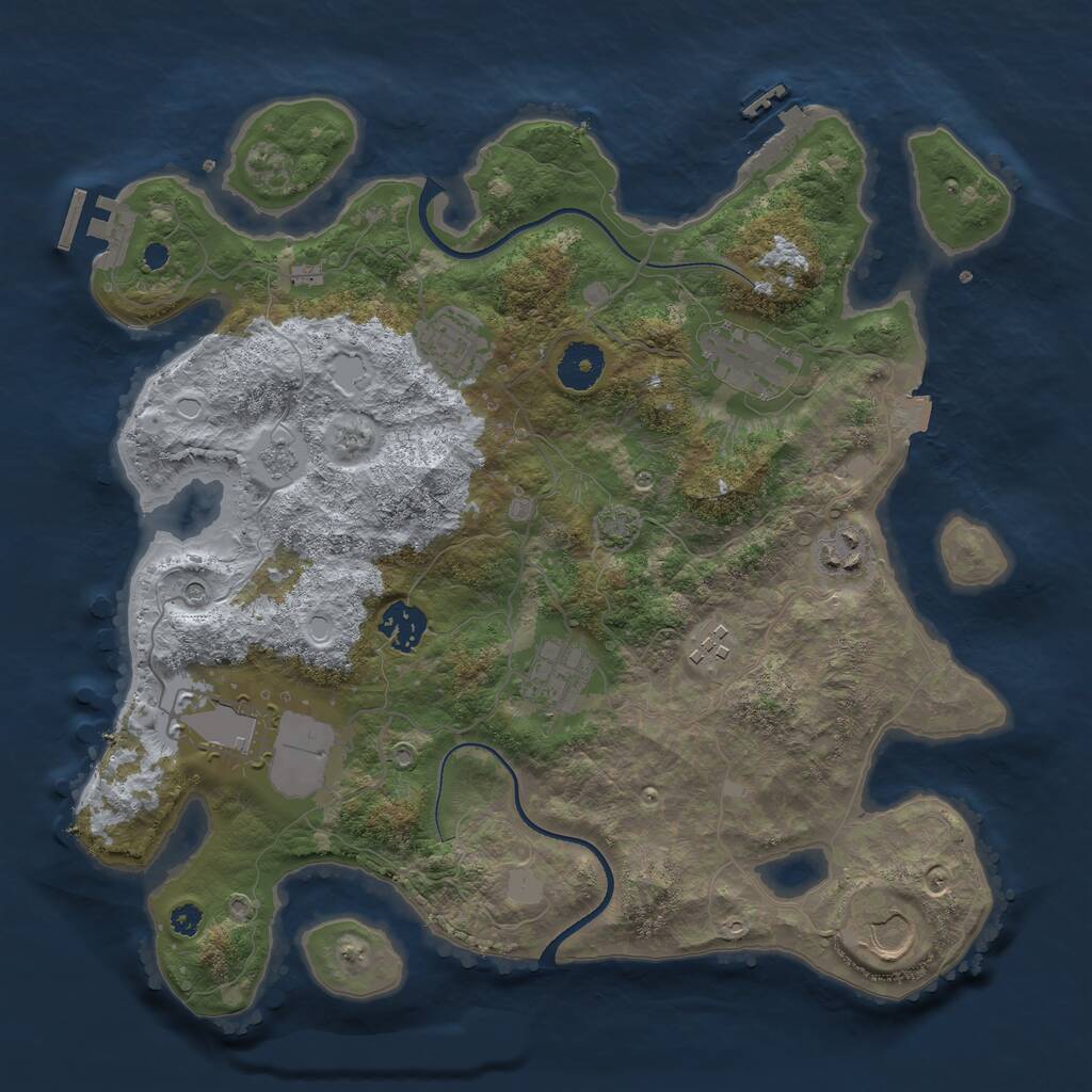 Rust Map: Procedural Map, Size: 3500, Seed: 1222554113, 14 Monuments