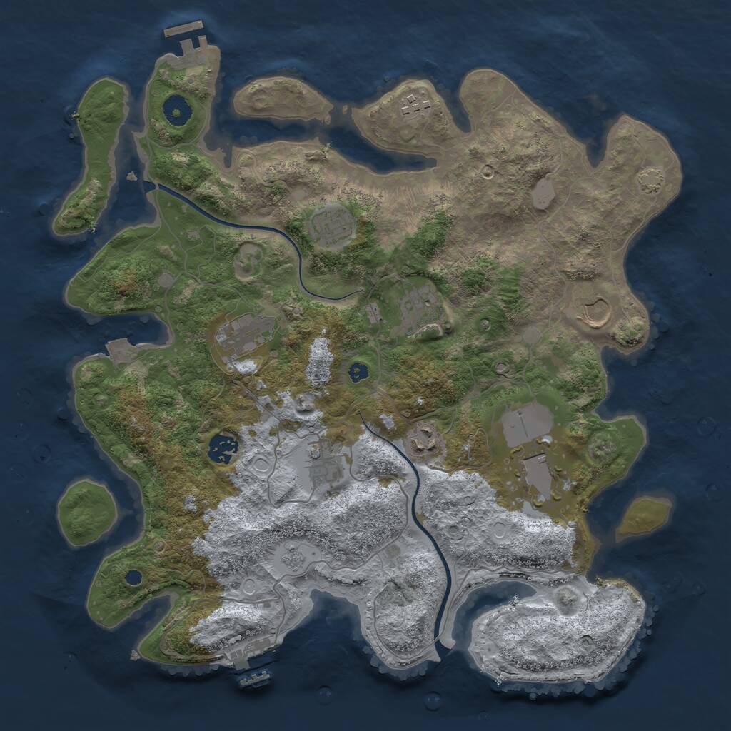 Rust Map: Procedural Map, Size: 3750, Seed: 107370451, 14 Monuments