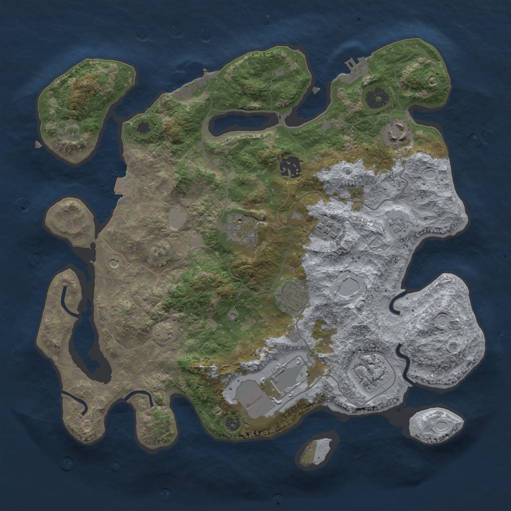 Rust Map: Procedural Map, Size: 3500, Seed: 400709850, 15 Monuments