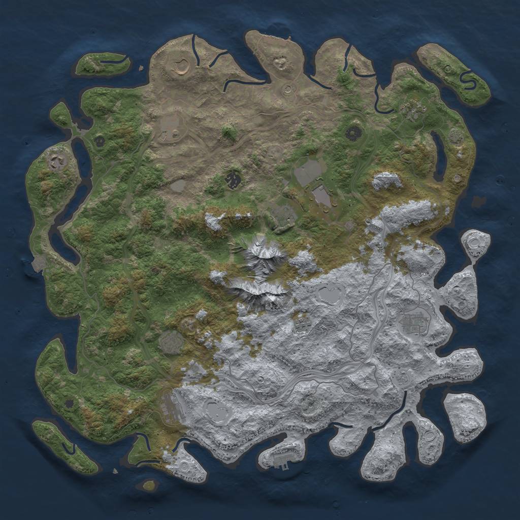 Rust Map: Procedural Map, Size: 5000, Seed: 645570833, 19 Monuments