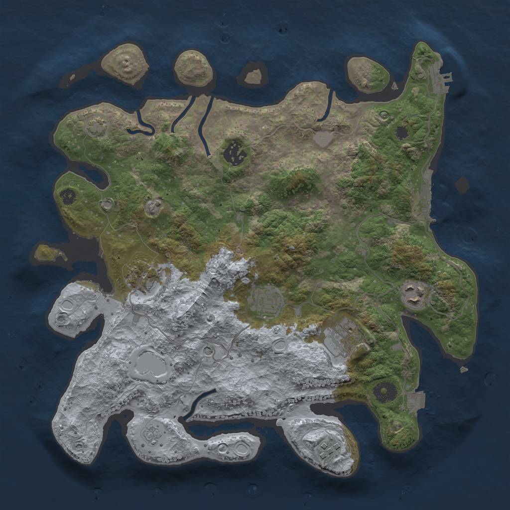 Rust Map: Procedural Map, Size: 3400, Seed: 61729628, 14 Monuments