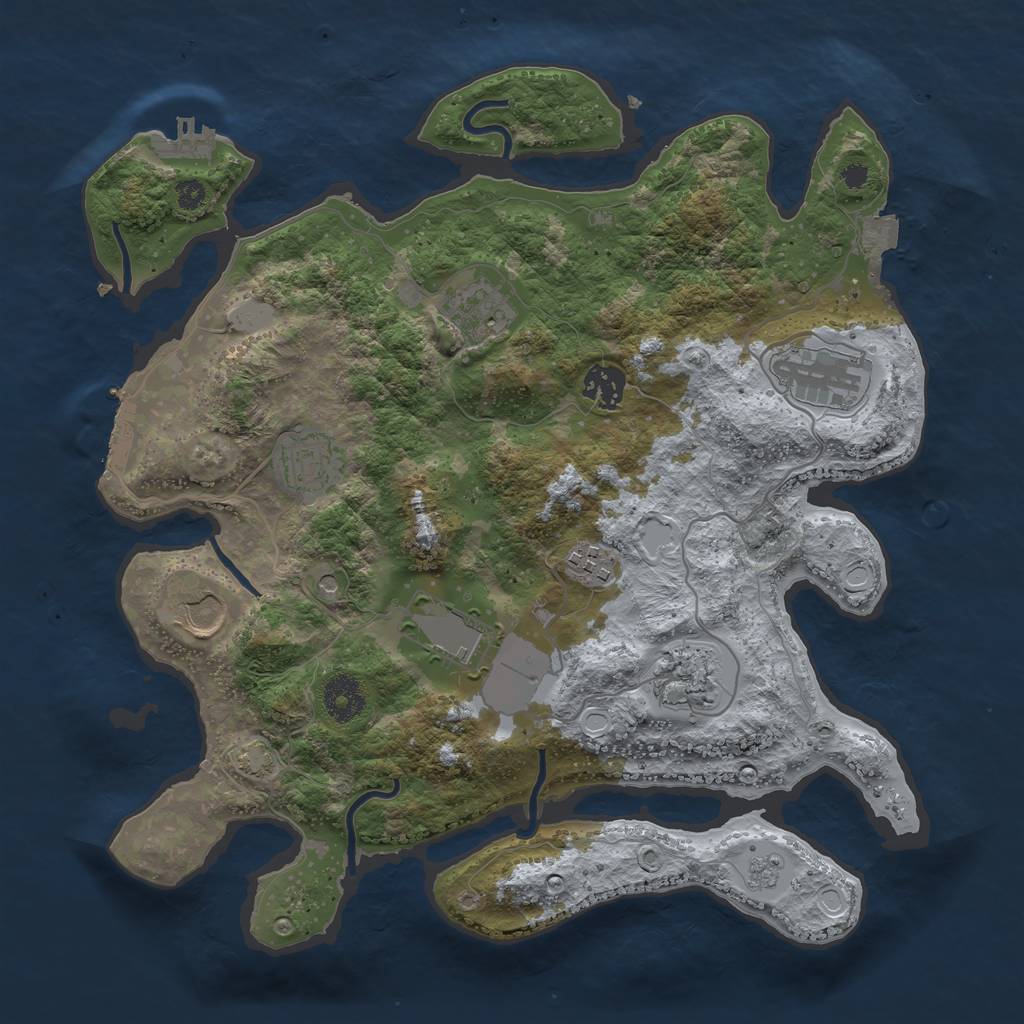 Rust Map: Procedural Map, Size: 3500, Seed: 975700567, 16 Monuments