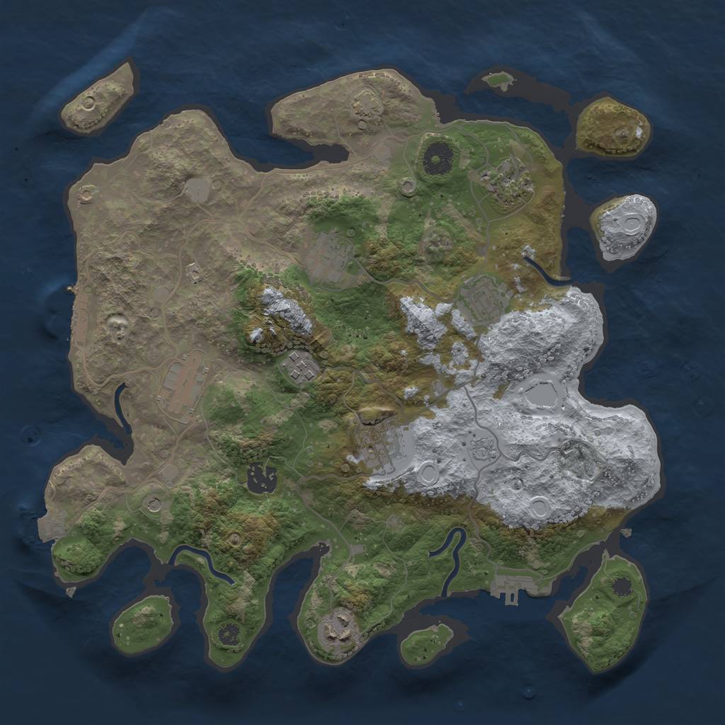 Rust Map: Procedural Map, Size: 3400, Seed: 2145687327, 16 Monuments