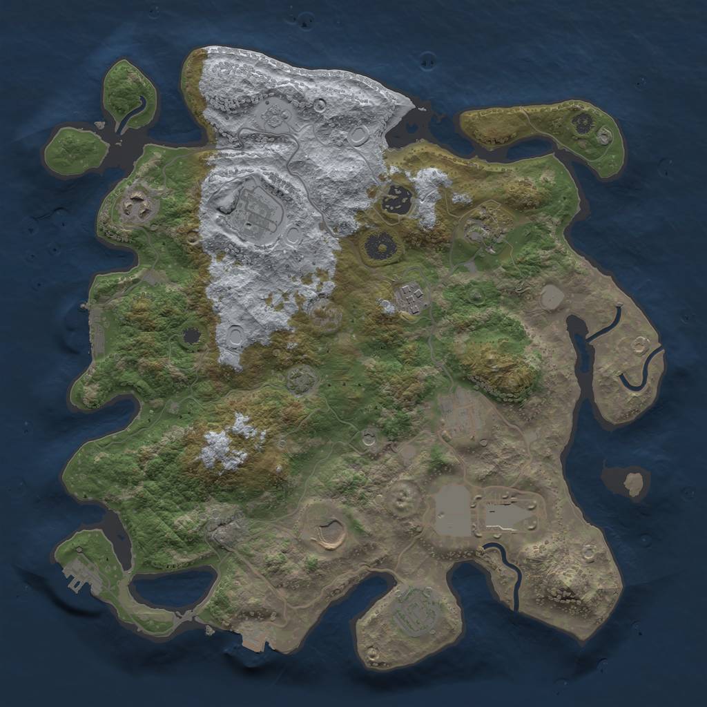Rust Map: Procedural Map, Size: 3600, Seed: 93130014, 17 Monuments