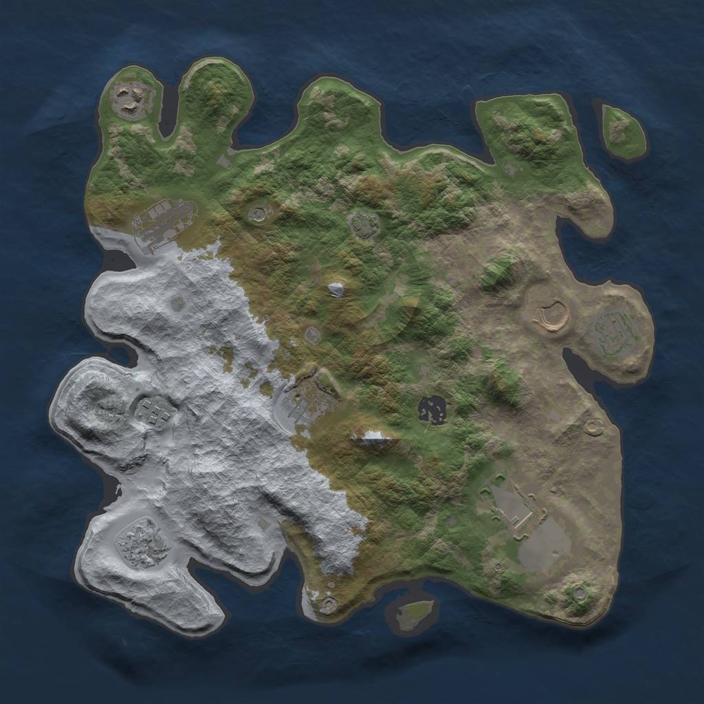 Rust Map: Barren, Size: 3500, Seed: 438564370, 13 Monuments