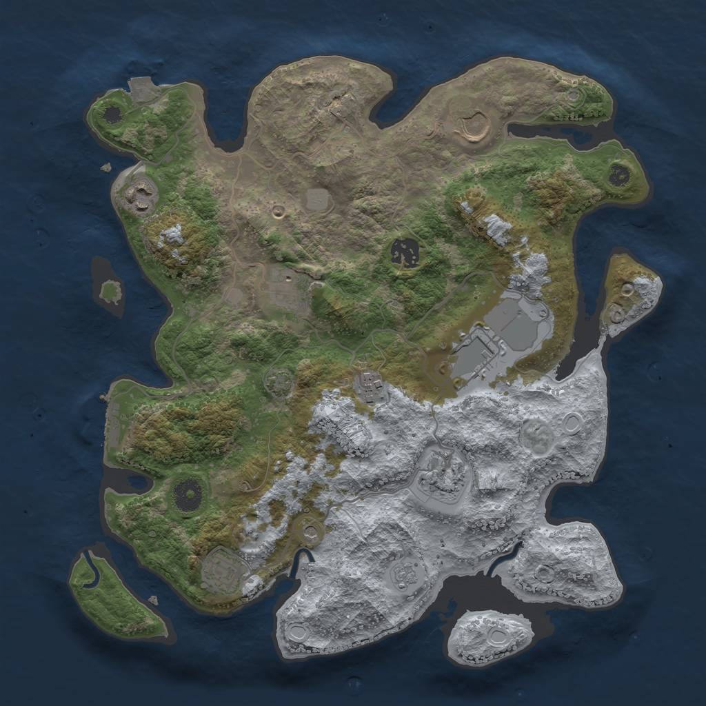 Rust Map: Procedural Map, Size: 3500, Seed: 971340461, 15 Monuments