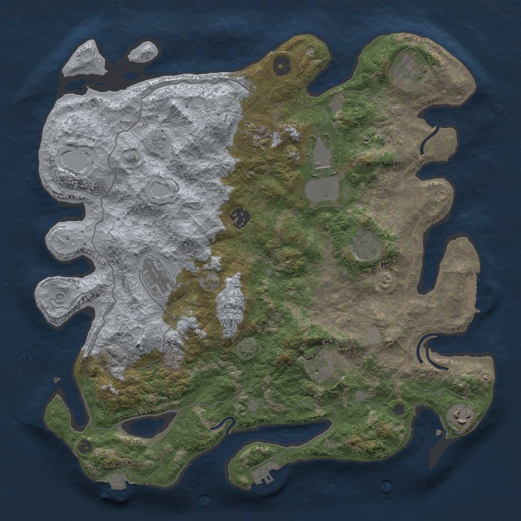 Rust Map: Procedural Map, Size: 4000, Seed: 544491897, 17 Monuments