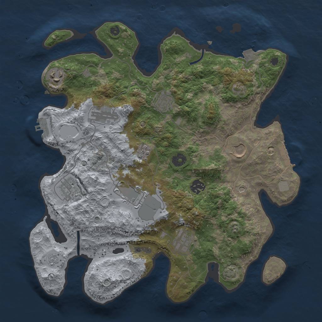 Rust Map: Procedural Map, Size: 3500, Seed: 1374247007, 17 Monuments