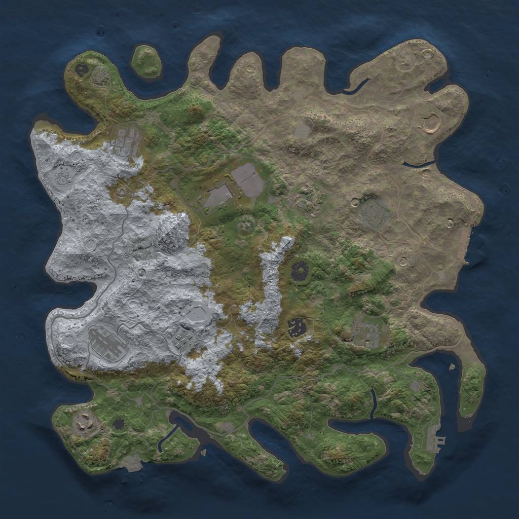 Rust Map: Procedural Map, Size: 4000, Seed: 896582421, 18 Monuments
