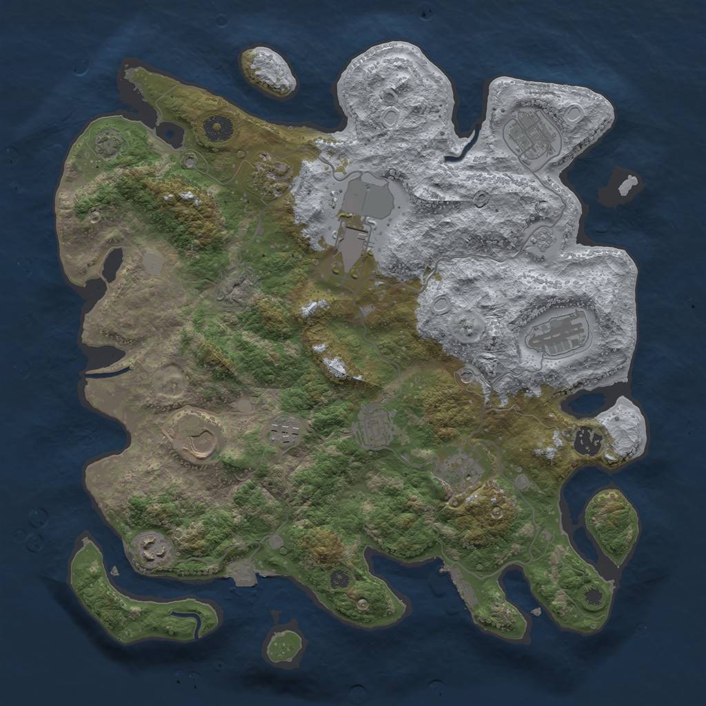 Rust Map: Procedural Map, Size: 3750, Seed: 145515509, 17 Monuments
