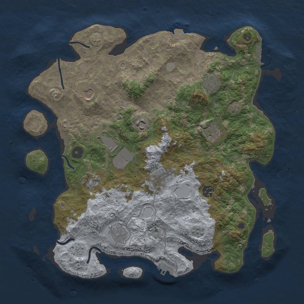 Rust Map: Procedural Map, Size: 3850, Seed: 63623, 18 Monuments