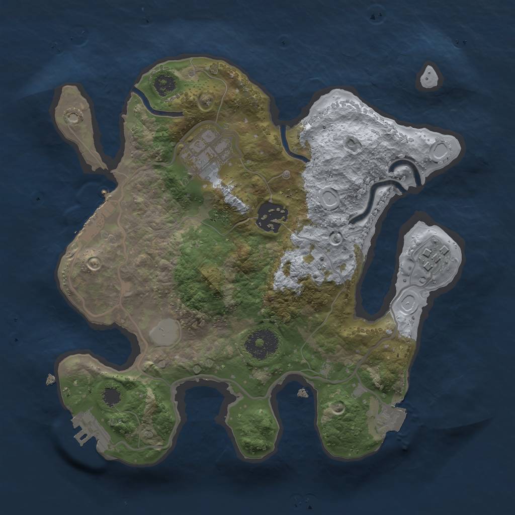 Rust Map: Procedural Map, Size: 2500, Seed: 807361441, 8 Monuments