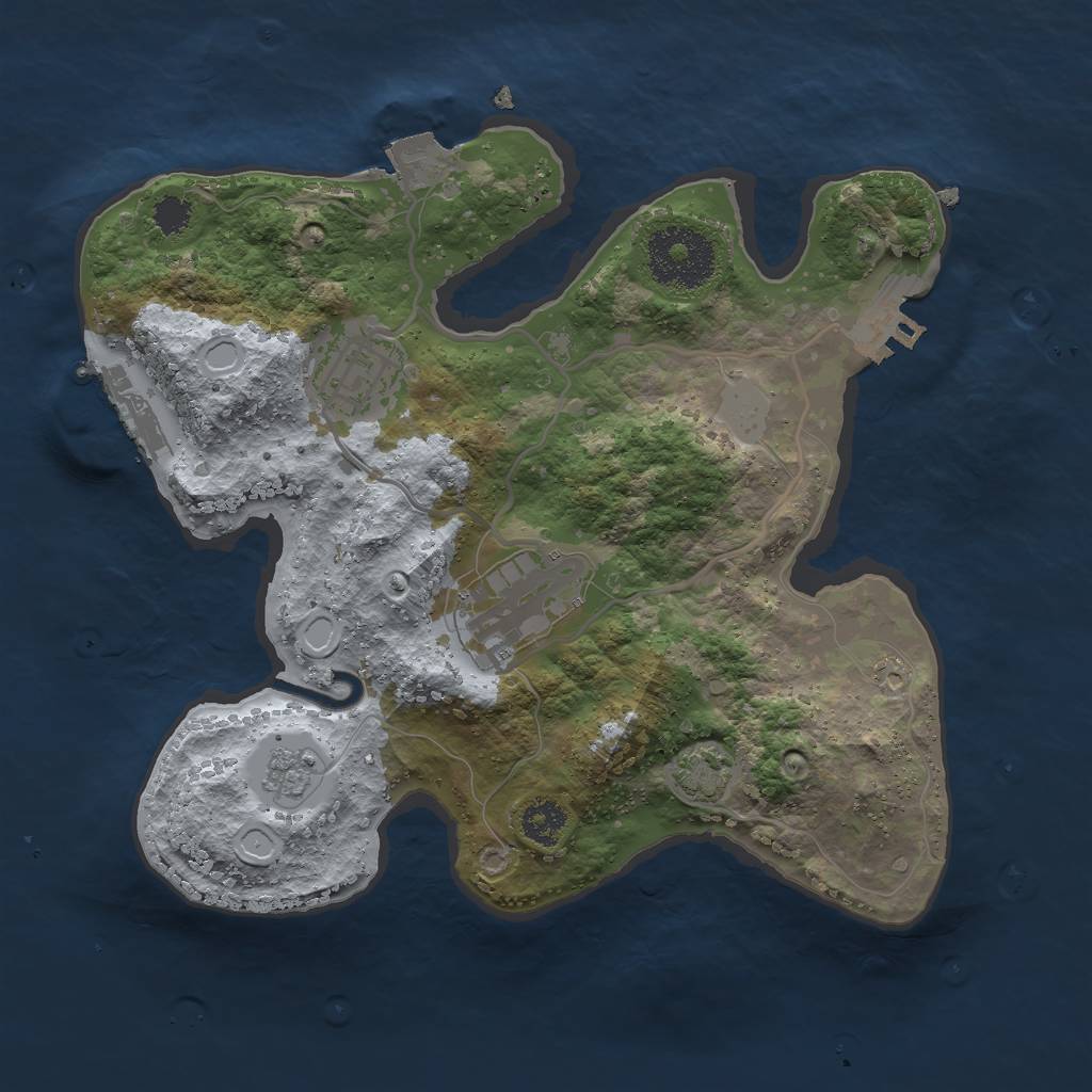 Rust Map: Procedural Map, Size: 2500, Seed: 34940667, 9 Monuments