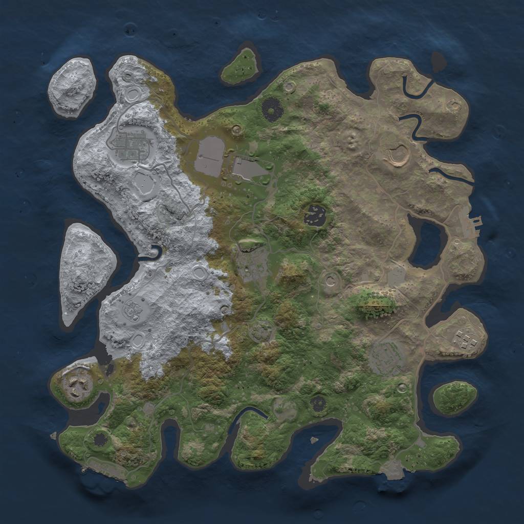 Rust Map: Procedural Map, Size: 3500, Seed: 276287356, 16 Monuments