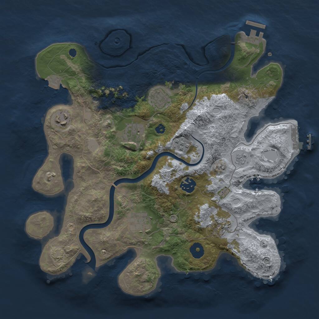 Rust Map: Procedural Map, Size: 3250, Seed: 1783076218, 13 Monuments