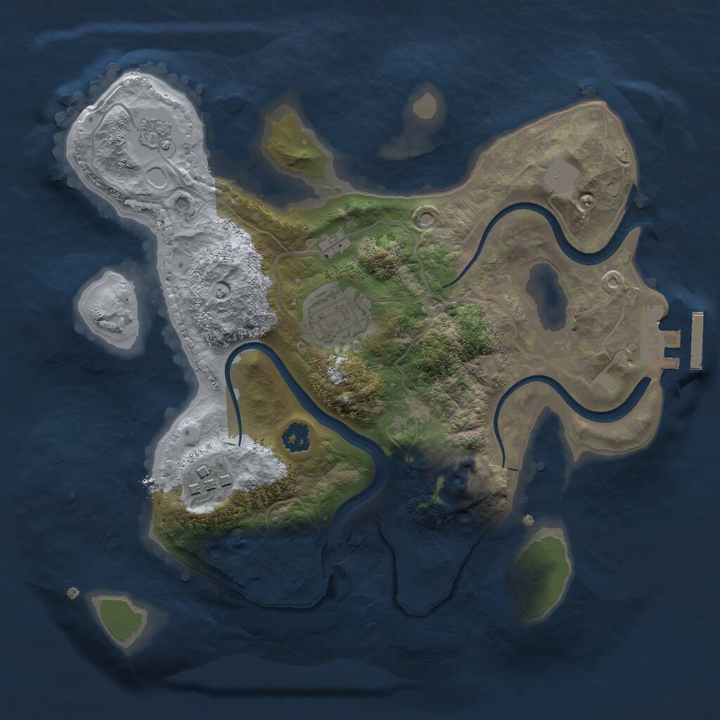 Rust Map: Procedural Map, Size: 2500, Seed: 720997789, 5 Monuments