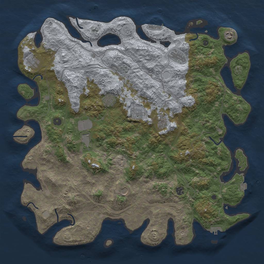Rust Map: Procedural Map, Size: 4750, Seed: 54030889, 18 Monuments