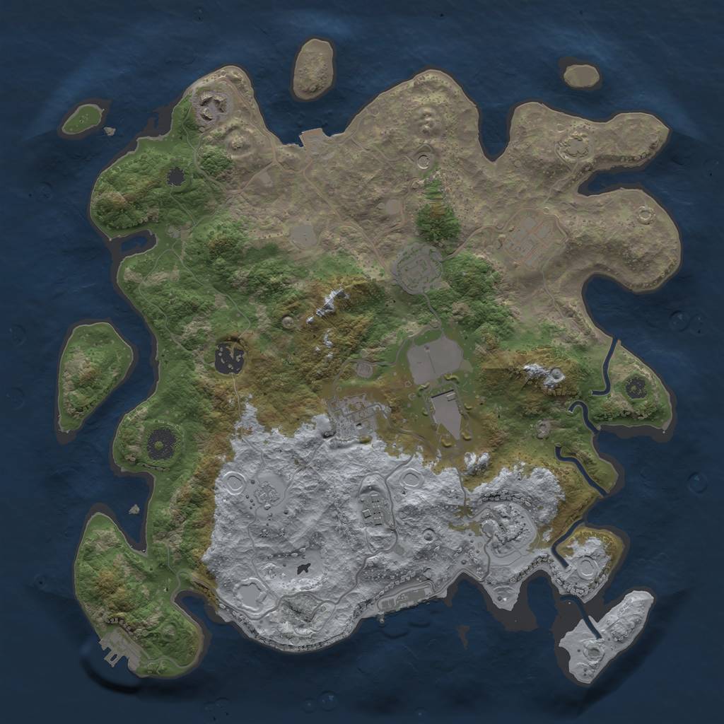Rust Map: Procedural Map, Size: 3500, Seed: 26260, 16 Monuments