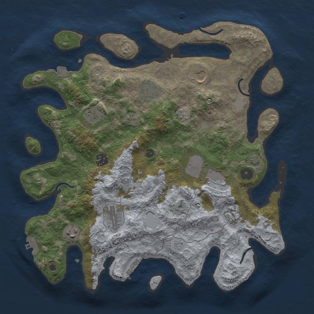 Rust Map: Procedural Map, Size: 3800, Seed: 1085754847, 17 Monuments