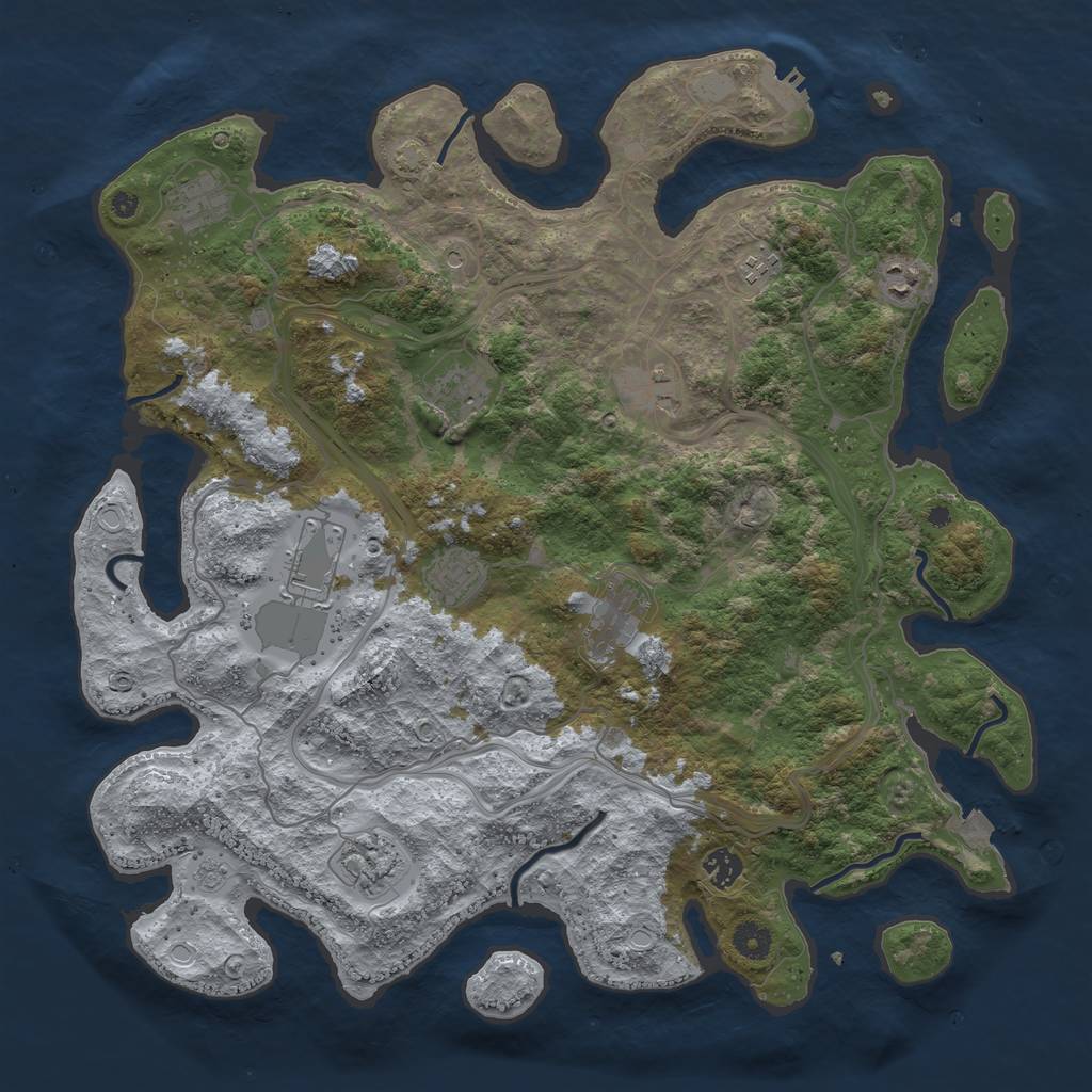 Rust Map: Procedural Map, Size: 4250, Seed: 669723918, 17 Monuments