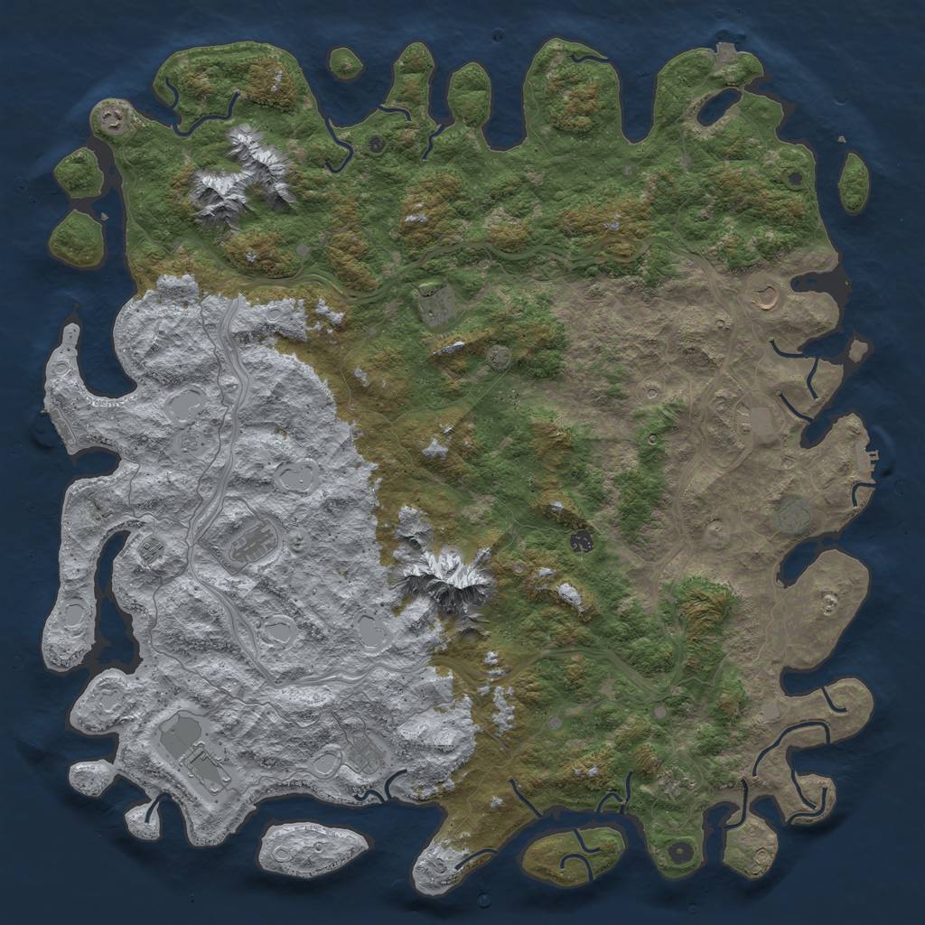 Rust Map: Procedural Map, Size: 6000, Seed: 5791, 19 Monuments