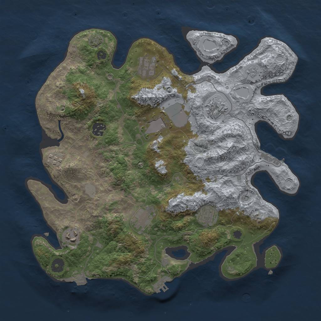 Rust Map: Procedural Map, Size: 3500, Seed: 958591316, 16 Monuments