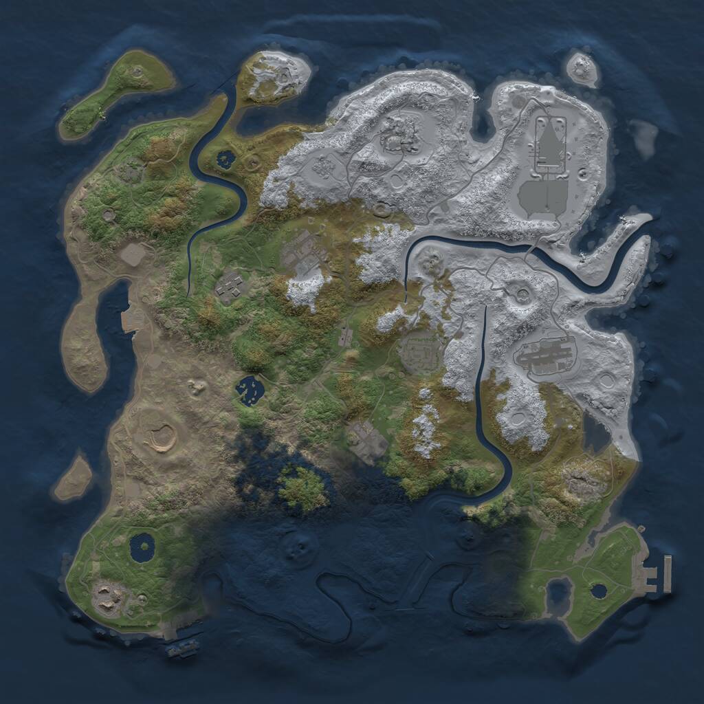 Rust Map: Procedural Map, Size: 3800, Seed: 1159936694, 16 Monuments