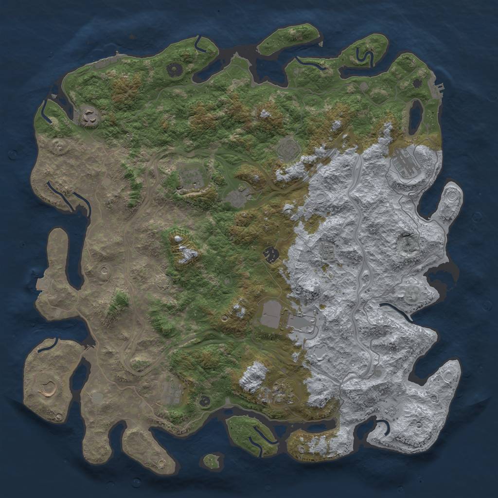 Rust Map: Procedural Map, Size: 4800, Seed: 1515041706, 19 Monuments