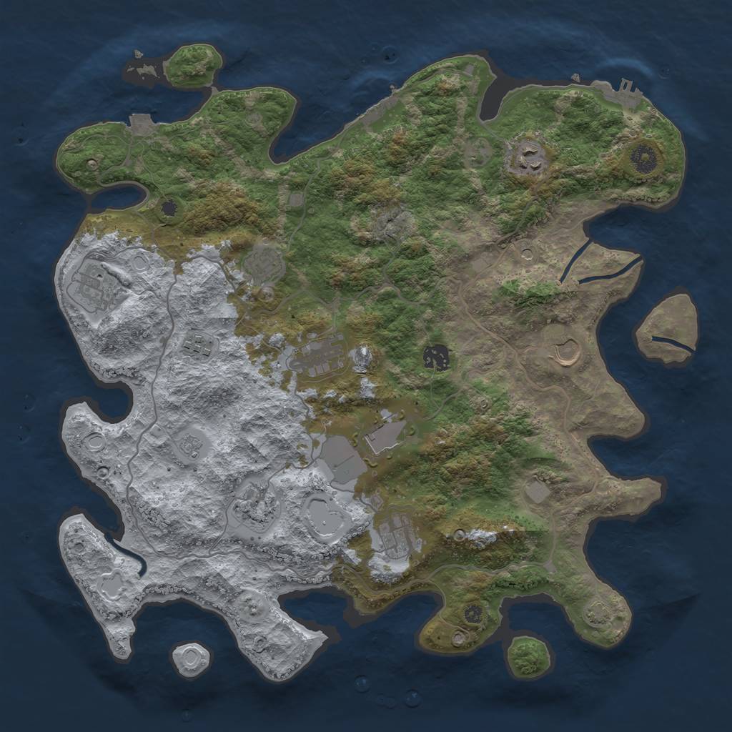 Rust Map: Procedural Map, Size: 4000, Seed: 54802824, 18 Monuments